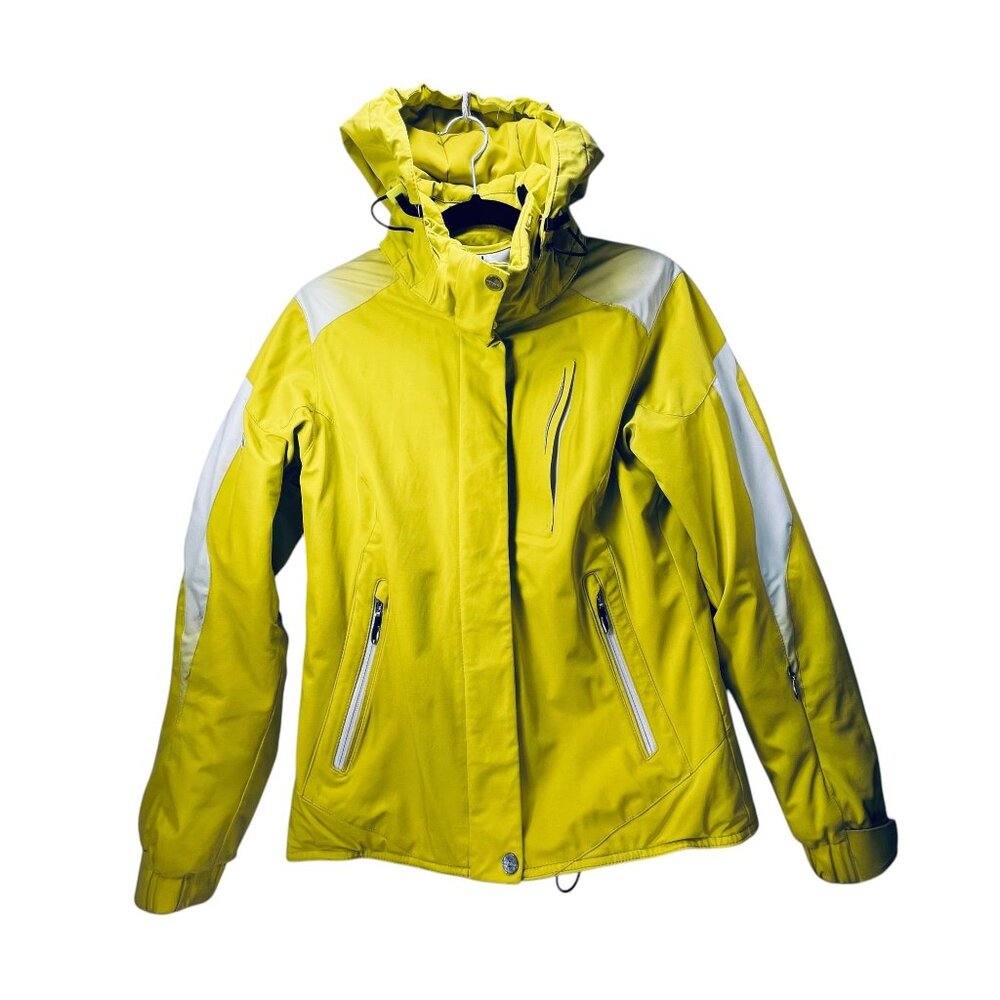 Descente Womens Hi-Viz Yellow Ski Jacket Coat 6 Hood Titan Thermo D1-9622 Snow